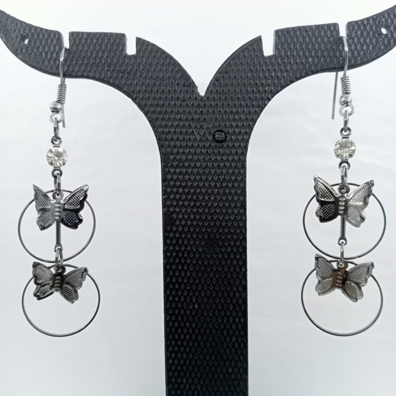 Women's 2 Layers Butterflies In Ring Earrings (Black)